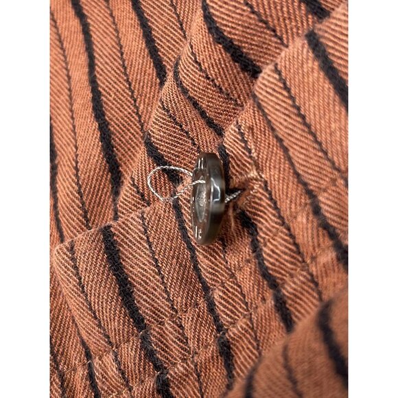 HARLEY-DAVIDSON Mens LARGE Brown Stripe Embroidery Spell-Out Button-Up S/S SHIRT - Picture 4 of 11